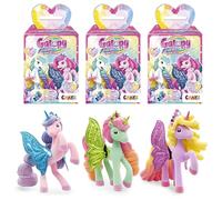 GALUPY Rainbow Unicorn 3-Pack - Unicornio para coleccionar, Figuras de Unicornio con alas de Purpurina y Cristal de Swarovski