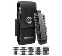 Galvanox Funda de Nailon para multiherramientas con 21 Puntas de Destornillador de Extremo Plano y Soporte, Funda para cinturón con Bolsillos y Juego de Puntas incluidos, Compatible con Leatherman (4