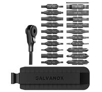 Galvanox - Kit de 21 puntas dobles endurecidas a 59HRC con destornillador de carraca de extremo plano y funda, 22 accesorios, compatible con multiherramientas Leatherman (negro)