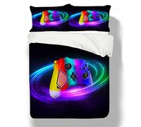 Gamer Juego De Funda De Edredón , 2/3 Piezas Funda Nórdica Cama 80/90/105/135/150 Jugadores de Juegos Funda de Gamepad Controlador Consola Colección de Edredón (Violeta,Cama 80/90-155 x 220 cm)