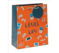 Gamer Level Up 689197 - Bolsa de regalo mediana con etiqueta para envolver regalos