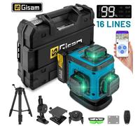 Gami 4D 16 Líneas 360 ° Niveles láser autonivelantes con trípode y maleta herramienta de nivel láser profesional Horizontal y Vertical Without Tripod