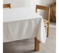 GAMUSI Mantel Antimanchas Liso Rectangular Tejido Jaspeado, Tacto Natural, 140x100 cm, Blanco