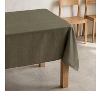 GAMUSI Mantel Antimanchas Liso Rectangular Tejido Jaspeado, Tacto Natural, 140x100 cm, Verde