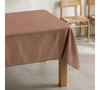 GAMUSI Mantel Antimanchas Liso Rectangular Tejido Jaspeado, Tacto Natural, 140x350 cm, Taupe