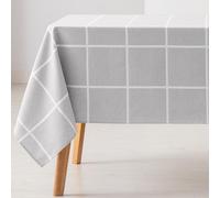 GAMUSI Mantel Antimanchas Mesa Cuadrada Cuadros Jacquard Impermeable 140x140 cm, Tacto Tela, Color Gris Claro