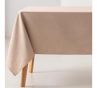 GAMUSI Mantel Antimanchas Mesa Rectangular Rombos pequeños Liso Jacquard Impermeable 140x180 cm, Tacto Tela, Color Taupe