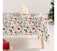 GAMUSI Mantel Antimanchas Navidad Floral algodón Estampado Rectangular Tela algodón 160x100 cm