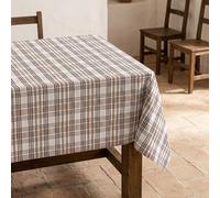 GAMUSI Mantel Antimanchas Rectangular Cuadros, 140x240 cm, Algodón, Lino