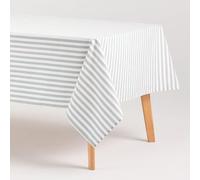 GAMUSI Mantel Antimanchas Rectangular Tela algodón Impermeable Rayas Agua Marina, 140x180 cm
