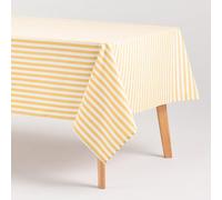 GAMUSI Mantel Antimanchas Rectangular Tela algodón Impermeable Rayas Amarillo, 140x180 cm