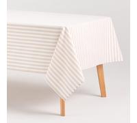 GAMUSI Mantel Antimanchas Rectangular Tela algodón Impermeable Rayas Beige, 140x200 cm