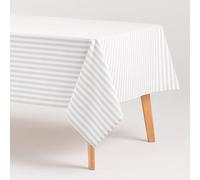 GAMUSI Mantel Antimanchas Rectangular Tela algodón Impermeable Rayas Gris Claro,140x100 cm