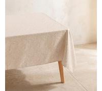 GAMUSI Mantel Antimanchas Tejido Relieve patrón Floral, 140x140 cm, Beige.