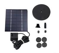 GANCEI Juego de bomba de fuente de panel solar de 15 W, flujo de agua sin escobillas de 200 l/h, con 6 boquillas para baño de pájaros, estanque, pecera, altura máxima de 70 cm, color negro