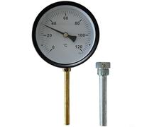 GANCEI Termómetro bimetálico de acero inoxidable con manga de latón para sistemas de calefacción de caldera y lectura rápida de cocción al aire libre para dial de 0 a 120 C
