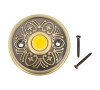 GANCEI Timbre de metal pulsador, botón redondo con luz LED, con tornillos, hierro sólido resistente a la intemperie, acabado de bronce iluminado