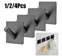 Gancho autoadhesivo para puerta y pared de cocina, soporte para llaves, colgador de toallas de acero inoxidable, gancho para bata y abrigos, 1/2/4 Uds. C 4Pcs