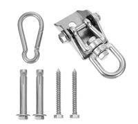 Gancho para Hamaca Columpio de Acero Inoxidable, Pesado y Giratorio | Kit de Suspensión Hebillas de Seguridad y Tornillos, para Columpio y Hamaca, Color Plata