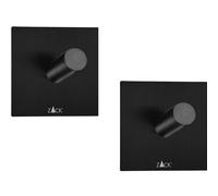 Gancho para toallas 4 cm, juego de 2, negro, acero inoxidable, Zack