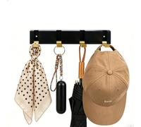 Gancho Pared Plegable,Percheros Pared Modernos Ahorra Espacio,Ganchos para Colgar Ropa,Coat Rack de Aluminio de Altas Calidads,para el Pasillo, el Baño y el Dormitorio,4 Ganchos,Negro y Dorado