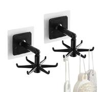 Gancho plegable giratorio: soporte adhesivo para estante, herramienta organ | Organizador de utensilios de montaje en pared para cocina, estante para utensilios, refrigerador, parrilla, llavero, gabinete