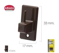 Gancho visillo/cortina adhesivo marron (blister 2 piezas)