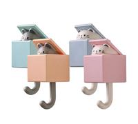 Ganchos Adhesivos 4 Colgadores Decorativos De Gato Resistentes Sin Daños