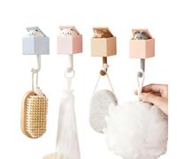 Ganchos Adhesivos Para Pared 4 Colgadores Decorativos De Gato Resistentes