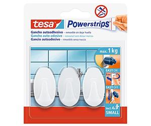 Ganchos blancos ovalados tesa Powerstrips, tamaño S
