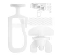 Ganchos de Cortina, Planeadores de 120 x Cortina, 8 x Soportes Intermedios, Blanco, Gancho de Cabeza Plana de 7 mm, 3-4 mm de Ancho de Marcha y 8 x 3 mm de Cámara de Rodillo, Anillos para Cortinas