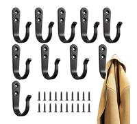 Ganchos de hierro resistentes - Lote de 10 percheros decorativos de pared | perchas de pared de hierro fundido - para sombreros, toallas, bolsas de mano, bolsos, casa, casa, cocina, entrada, baño,