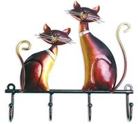 Ganchos de pared estilo vintage Ibenzoa® con motivo de gato – Hierro, color burdeos, 20x3x19 cm, 1 unidad – Ganchos para perchas, llaves y bolsos