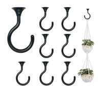 Ganchos de techo grandes con accesorios para colgar plantas, instalación de techo, cavidad y fijación de pared (8, negro)