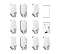 Ganchos fuertes adhesivos de 3M para pared, Colgadores de pared autoadhesivos sin taladro para cocina y baño, Perchas de acero inoxidable para toallas, Paquete de 10