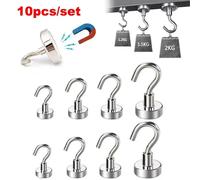 Ganchos magnéticos fuertes, ganchos de almacenamiento multiusos para el hogar, cocina, Bar, ganchos de almacenamiento, ganchos de almacenamiento de llaves, perchas de baño, 10 Uds. E12-Max-Tension2kg