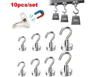 Ganchos magnéticos fuertes, ganchos de almacenamiento multiusos para el hogar, cocina, Bar, ganchos de almacenamiento, ganchos de almacenamiento de llaves, perchas de baño, 10 Uds. E12-Max-Tension2kg