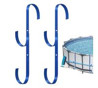 Ganchos para piscina para barras, organizador de almacenamiento de metal que ahorra espacio, juego de 2 ganchos para dispositivos de piscina para la manguera, para skimmer, rastrillo, cepillo, red de