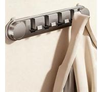Ganchos plegables con ventosa para puertas y baños, resistente, carga de 15 kg, gancho de ABS plegable para montar en la pared, color plateado, 4, 5, 6 unidades, ahorro de espacio (1)