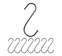 Ganchos S para colgar, 8 piezas, en negro, ganchos de metal para varillas de hasta Ø 42 mm, longitud 120 mm, Ganchos S para cocina, barra de colgar, garaje, olla, sartén, taza, ganchos para colgar