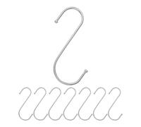 Ganchos S para colgar, 8 piezas, en plata, ganchos de metal para varillas de hasta Ø 42 mm, longitud 120 mm, Ganchos S para cocina, barra de colgar, garaje, olla, sartén, taza, ganchos para colgar