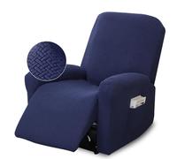 GANILITY Funda de sillón 4 piezas todo incluido, funda elástica para sillón reclinable completo con bolsillos, funda elástica para sillón reclinable de 1 plaza, para sillón, sillón para TV, sillón