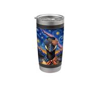 Ganso con gafas de bandera de Estados Unidos Arte americano Vaso térmico de acero inoxidable de doble pared