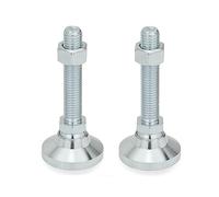 ganter Norma Elementos | Articulación pies/Pies niveladores con eje de ajuste - GN 343.2 Titano, diámetro: 25 mm, acero galvanizado, Azul pasivado, 2 unidades), plateado, GN 343.2-25-M8-50-OS