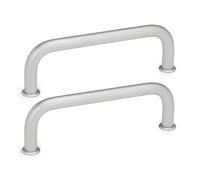 ganter Norma Elementos, tiradores - GN 425 de acero inoxidable, diámetro: 10 mm, acero inoxidable, mate narguile, 1 pieza, plateado, GN 425-NI-10-180-GS