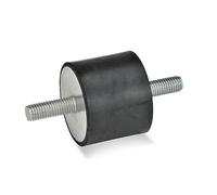 Ganter Normelemente | Bisagra búfer - GN 351 | con 2 tornillos | Caucho Natural, negro, GN 351-70-45-M10-SS-55