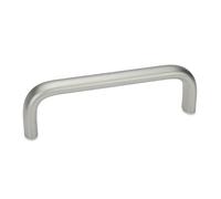 Ganter Normelemente GN 565.5-20-160-A-GS - Mango de acero inoxidable, color plateado, distancia entre orificios: 160 mm
