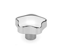 Ganter Normelemente Mango de estrella, tuerca de agarre, GN 5336-40-M8-E-PL, aluminio pulido, mango de 40 mm, rosca M8