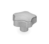 Ganter Normelemente Mango de estrella/tuerca de agarre/GN 5336-50-M10-E-MT/aluminio mate/mango 50 mm/rosca M10