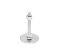 Ganter Normelemente | Patas de Acero Inoxidable - GN 41-80-M12-100-D0-SK | Diámetro del pie 80 mm, Plata, Rosca d2: M12 x 100